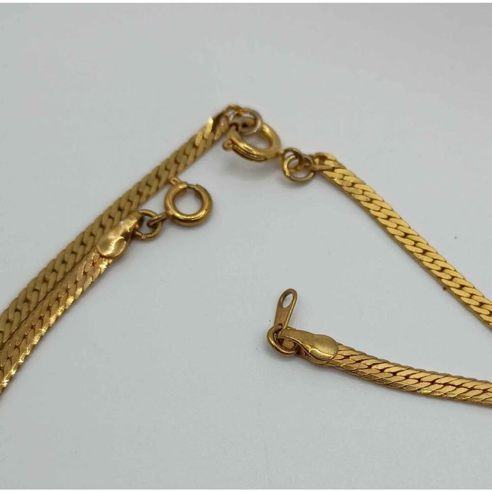 Vintage Gold-Plated Herringbone Chain Lot – 2 Necklaces - Picture 8 of 8